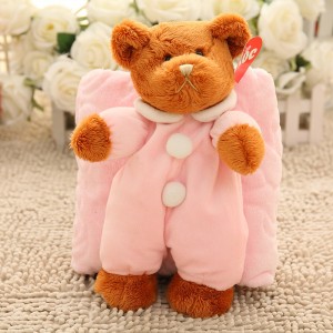 Teddy bear at bunny stuffed plush toy matching blanket