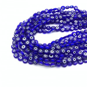 Fashion glass loose jewelry bracelet accessories evil eye flat beads
