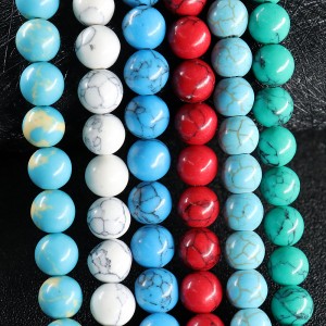 Premium 4mm 6mm 8mm 10mm handmade braded bracelet accessories natural blue turquoise stone round beads bulk