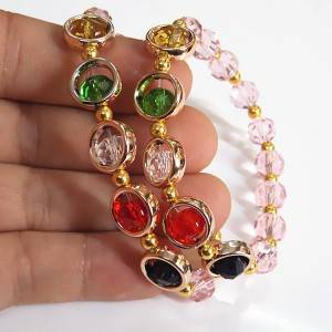 Flat Faceted Crystal Bead Bracelet Colorful Stretch Bead Bracelet Cheap Price Bracelet Charms