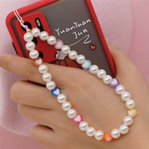 Hotsale pearl chain summer multicolor glass beads phone holder lanyard string