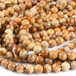 JC wholesale rosary beads natural picture stone loose gemstones beads for jewelry making