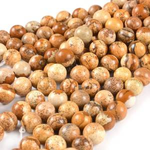 JC wholesale rosary beads natural picture stone loose gemstones beads for jewelry making