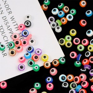 Handmade DIY flat round mixed color evil eye resin beads wholesale for jewelry making