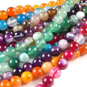 Opal Glass Beads Manufacturers –  Natural stripped agate loose beads wholesale agate gemstone jewelry beads – Jingcan