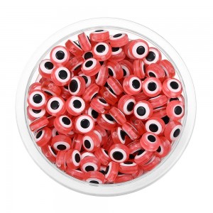 Handmade DIY flat round mixed color evil eye resin beads wholesale for jewelry making
