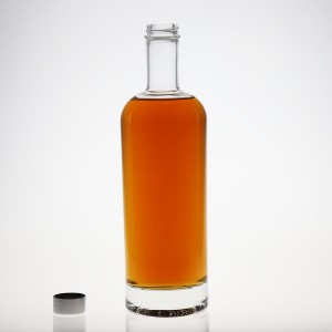 700ml 750ml Clear Glossy Black Distillery Spirit Rum Vodka Whiskey Glass Bottle with Cork