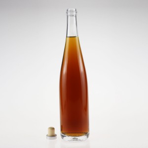 700 ml okrúhla sklenená fľaša na brandy whisky s korkovým uzáverom