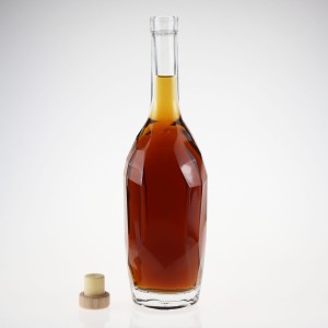 कॉर्कसह 375ml फॅन्सी व्हाईट फ्रॉस्टेड उंच आणि पातळ काचेच्या वाइन बाटल्या