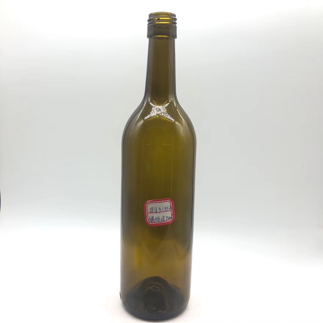 Koyu yeşil şeffaf kırmızı şarap cam şişesi (1)