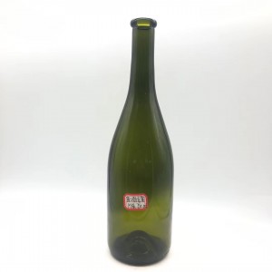 Yuqori sifatli 750 ml shaffof antiqa yashil Bordo shisha vino idishlari