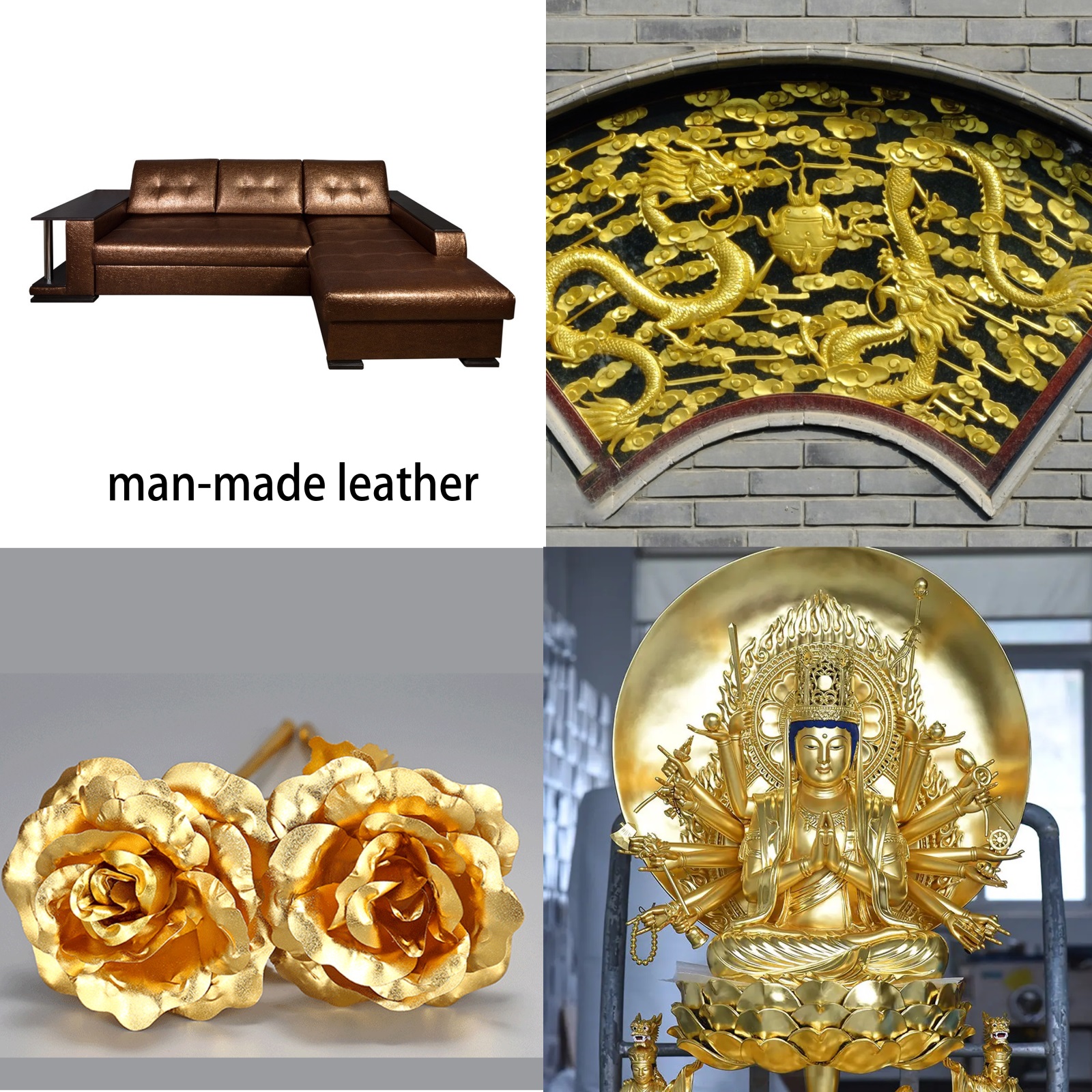 Folla de folla de folla de ouro de imitación para decorar artesanías de parede