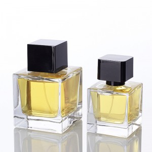50 ml, 100 ml vierkante helderglazen parfumfles met spray en dop