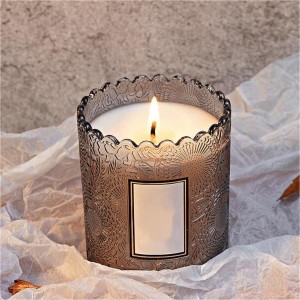 Mežģīņu malas reljefs aromātisks sveču kauss iekštelpu guļamistabas radošs aromātisks sveces tukšas pudeles stikla sveču turētājs
