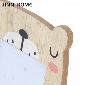 4x4inch Wood Color Bear Shape Wooden Photo Frame