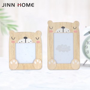 4x6inch Wood Color Bear Shape Wooden Baby Picture Frame