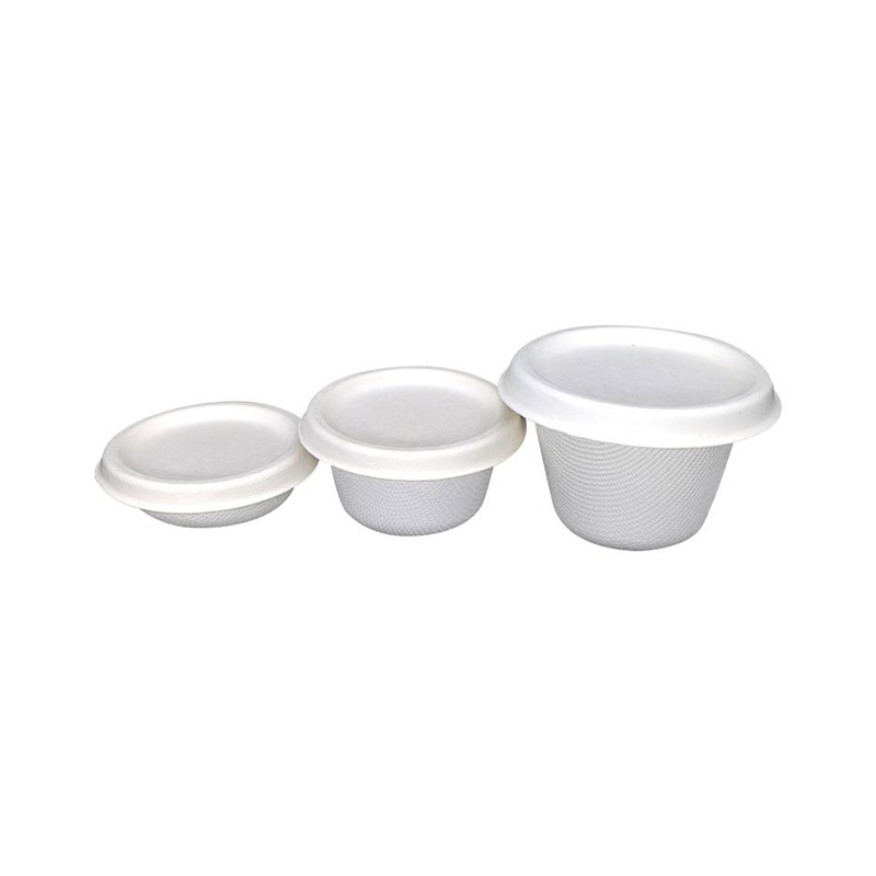1OZ 2OZ 4OZ Compostable Disposable Bagasse Take Away Cups With Lid