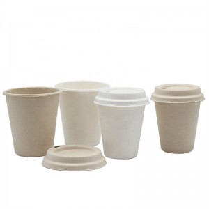 100% Biodegradable Sugarcane/ Bagasse Bamboo Pulp Coffee Cup With Lid