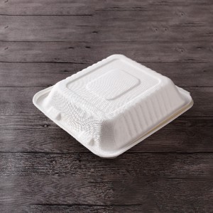 8in Clamshell 100% Compostable Disposable Bagasse