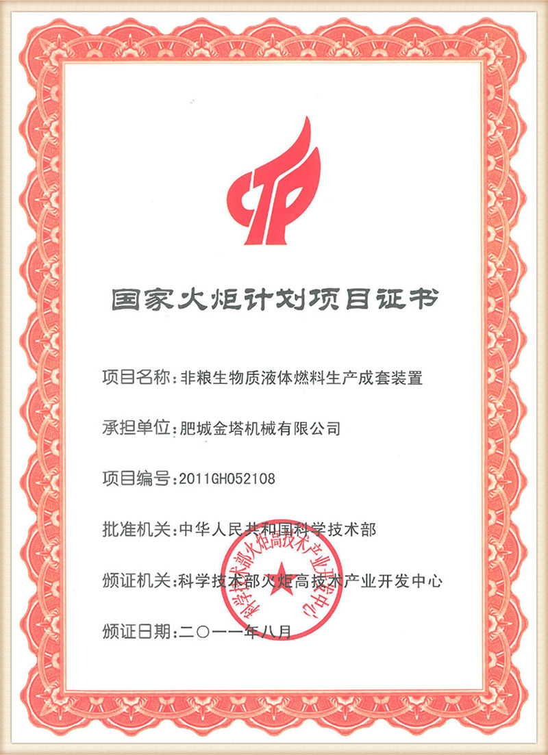 2011 Torch Program Certificate