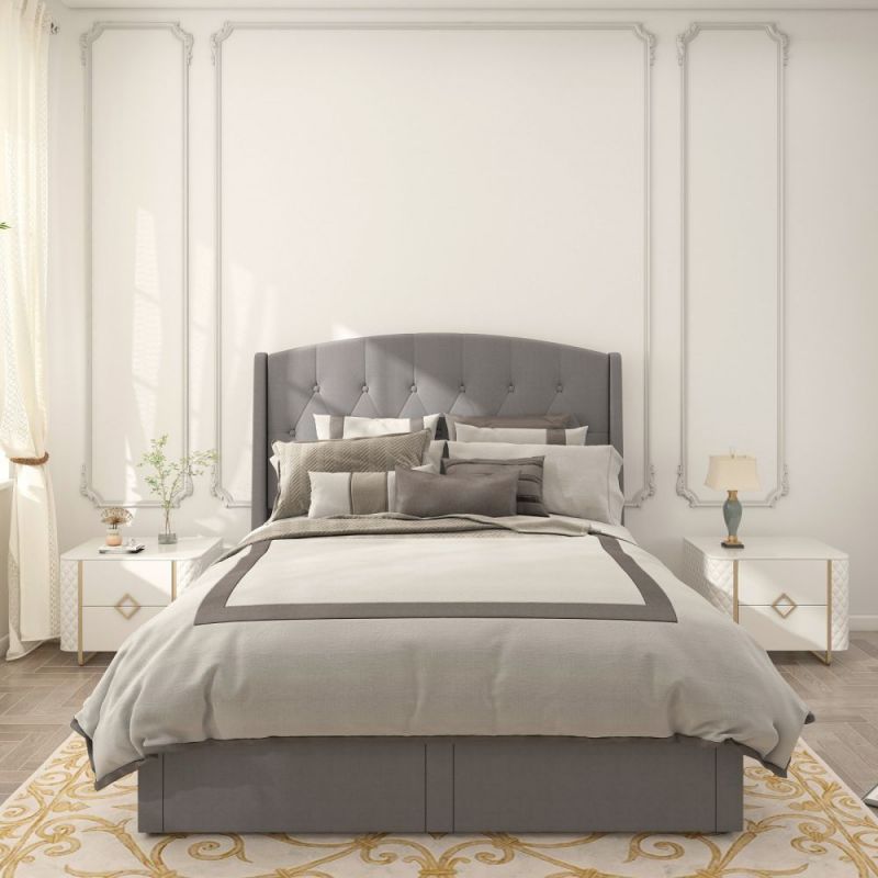 B123 Lawom nga Buttoned Upholstered Bed Frame Featured Image