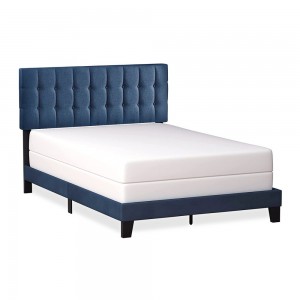 B136-L Queen Size Navy Blue Bed Frame nga adunay Adjustable Headboard