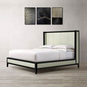 B148-L King Size Platform Bed Frame with thick Wingback Headboard