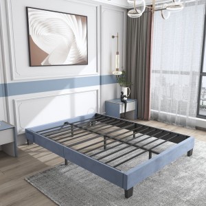 B152-L Low Profile Upholstered Bed Base Metal Platform Bed Frame