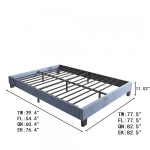 B152-L Low Profile Upholstered Bed Base Metal Platform Bed Frame