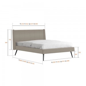 B156-L Estructura de cama tapizada simple moderna de tamaño doble con cabecero Wingback