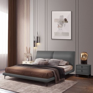 B157-L Faux Leather Low Profile Platform Bed နှင့် Cushioned Headboard