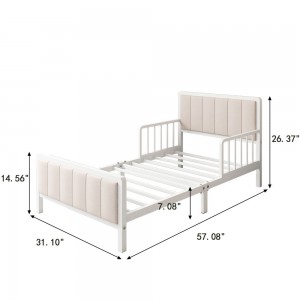 I-B162-L I-Child's Metal Platform Bed Frame ene-Fabric Upholstered Headboard