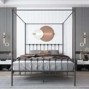 B166 Modern Simple Canopy Bed Sturdy and Durable Made