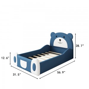 B213-L Cartoon Design Twin Toddler Bed na may Lovely Bear Headboard at Footboard