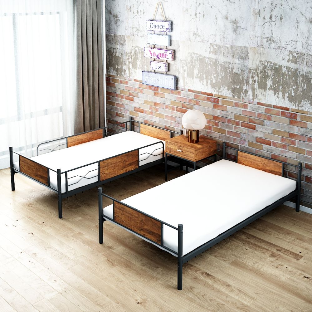 B24-T Twin Metal Bed Frame Detachable Bunk Bed Para sa Balay o Eskwelahan