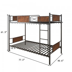 B24-T Twin Metal Student Bed Frame Nababakas na Bunk Bed Para sa Bahay o Paaralan