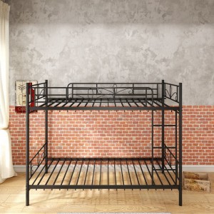 B26-T rūpnīcas cena melns dzelzs gultas rāmis, izliektas ziedu mākslas divstāvu gultas