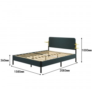 B277-L 2023 وصل حديثًا سرير منصة منجد مع رف بجانب السرير