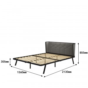B278-L 2023 nouveau cadre de lit à plate-forme rembourré avec tête de lit à oreilles