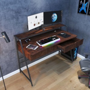 Kilang D10A-T Meja Komputer Kayu Logam Tersuai Meja Permainan Meja dengan Laci Penyimpanan