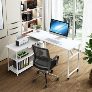 D13-T Vrtljiva računalniška miza za domačo pisarno v obliki črke L