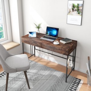 D26-T Mesa de estudo por xunto con caixón, mobles de oficina na casa Escritorio para ordenador de madeira de aceiro