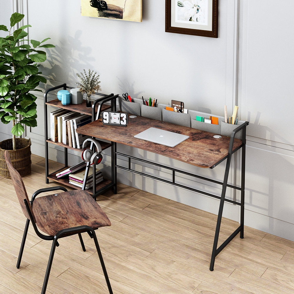 D11-T Wysokiej jakości biurko komputerowe do pracy w domu, stół do domowego biura z 3 półkami bocznymi
