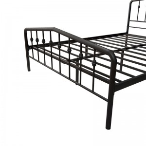 JHB71-J Tafo miendrika Spindle Design Black Steel Bed Frame misy vy tsy misy tabataba