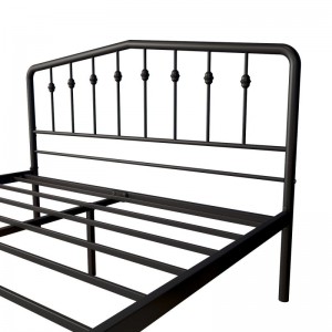 JHB71-J Rufin Siffar Spindle Design Baƙin Karfe Frame ɗin Bed Frame tare da Slats Karfe mara Amo