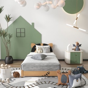 B193-L Най-новото детско легло с анимационен дизайн с табла с кучешки дизайн