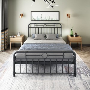 JHB82-J Pipe Design Метална рамка за кревет во индустриски стил Цврста и долг животен век
