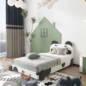 B192-L Cartoon Kinderbed Lieflike Panda Design Kid Gestoffeerde Bed