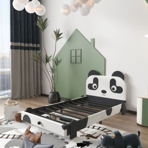 B192-L ຕຽງເດັກນ້ອຍກາຕູນຫນ້າຮັກ Panda Design kid Upholstered Bed