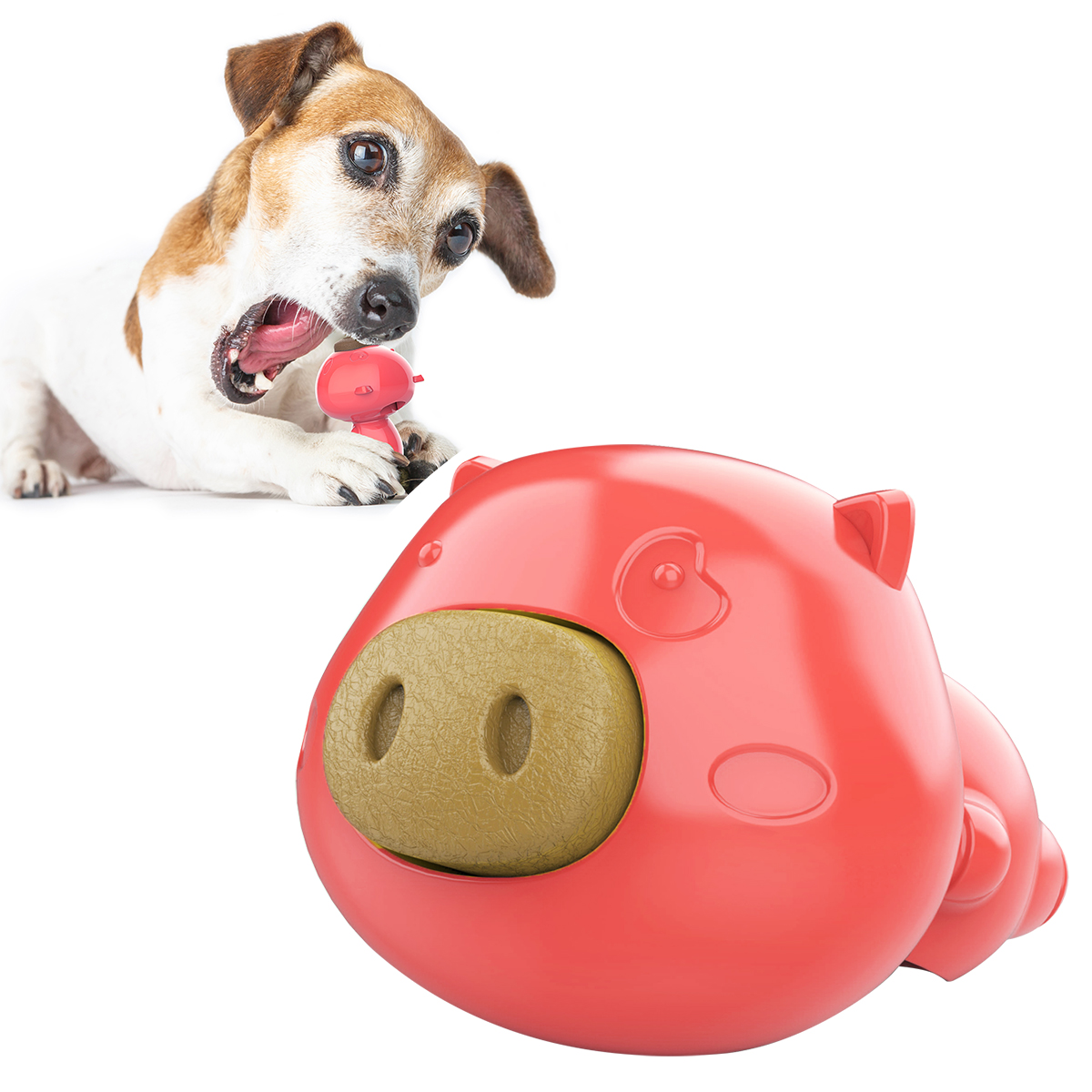 հայտնի շան ծամող խաղալիք ընտանի կենդանուն մատակարարում է խոզուկի ձևի խելոք բուժիչ մոլի ձողիկ Շան ծամող խաղալիք ատամի խոզանակ Կարմիր